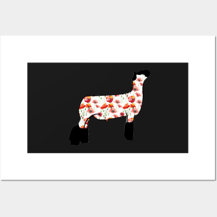 Watercolor Poppy Market Wether Lamb Silhouette 2 - NOT FOR RESALE WITHOUT PERMISSION Posters and Art